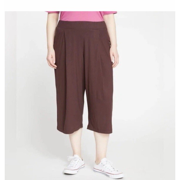 Universal Standard XS Casual Culottes Brown 10-12 US Cropped Fall Wide Leg Flowy - Picture 1 of 8